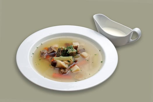 Italian soup with beef and vegetables