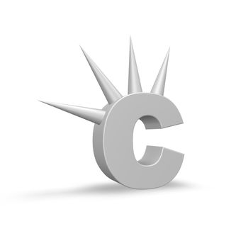 letter c with prickles on white background - 3d illustration