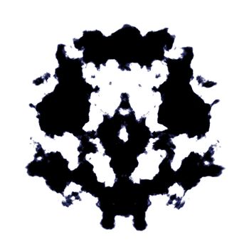An illustration of a black and white Rorschach graphic