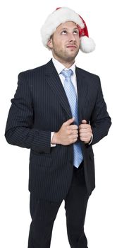 businessman holding coat with cap
