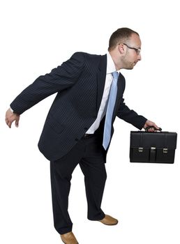 businessman in hurry on isolated background

