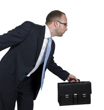 businessman in hurry on isolated background
