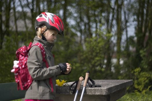 girl in a park on the roller skate