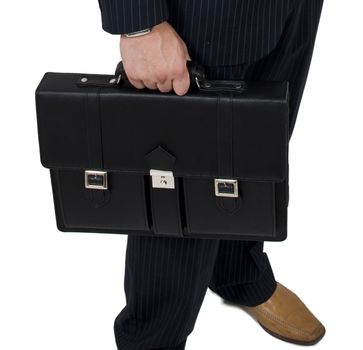 man with bag on isolated background

