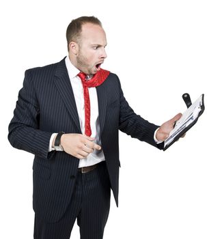 businessman with file on isolated background
