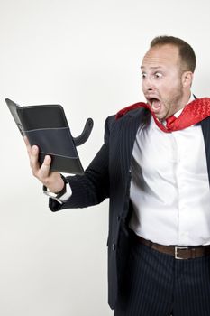 amazed businesman with folder
