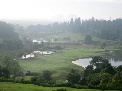 a beautiful scenery for a golf land.