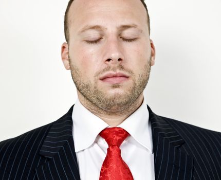 meditating man on isolated background
