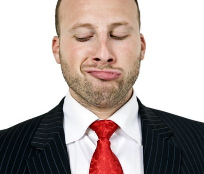 man making faces on isolated background
