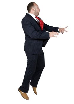 man in jumping pose on isolated background
