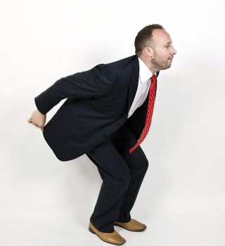 male in jumping mode on isolated background
