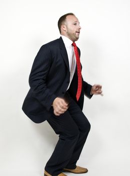 male in jumping mode on isolated background
