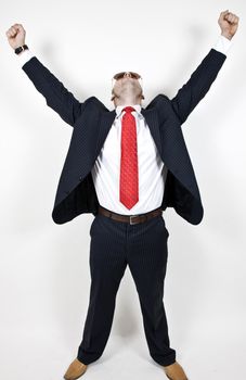 man looking upwards on isolated background
