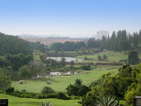 a beautiful scenery for a golf land.