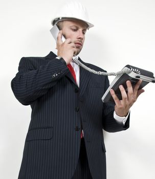 man receiving call on isolated background
