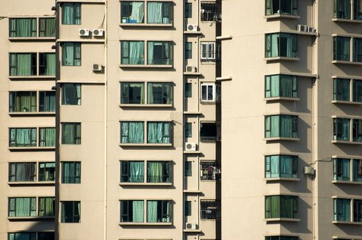 China, Shanghai city - modern residential buildings closeup photo.