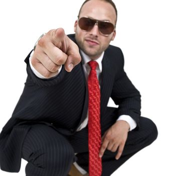 pointing man on isolated background
