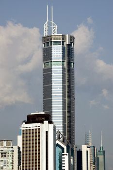 China, Shenzhen city - modern skyscraper in city center, Futian district.
