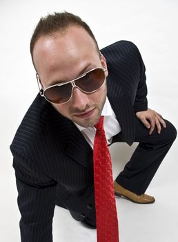 man with goggles on isolated background
