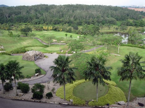 a beautiful scenery for a golf land.