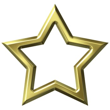 3d golden star frame isolated in white