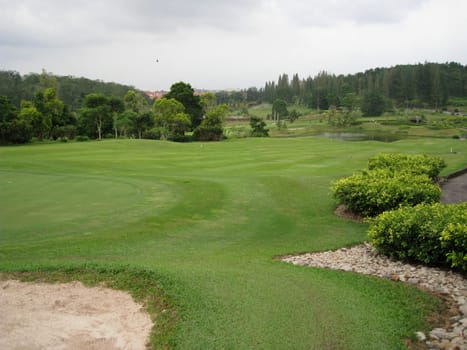 a beautiful scenery for a golf land.