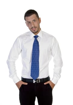 posing young businessperson on an isolated white background