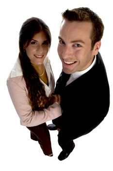 confident handshake against white background