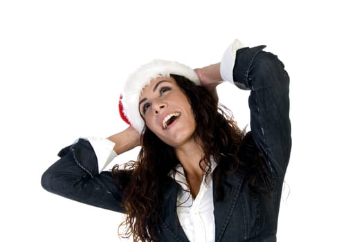 female enjoying on an isolated background