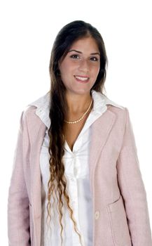 smiling businesswoman isolated with white background