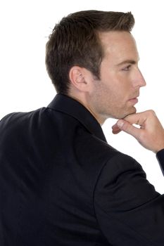 young businessman posing with white background