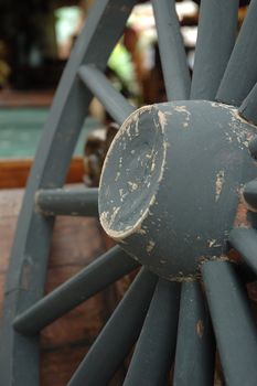 vintage horse carriage wheel that made from wood