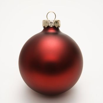 Still life of red Christmas ornament.