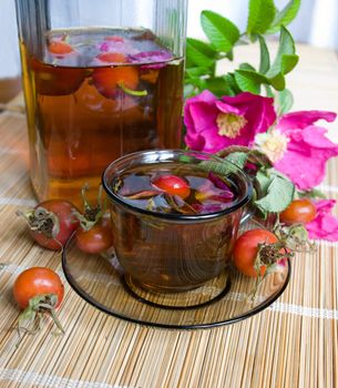 The image of a cup of tea from a dogrose