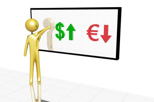 Golden character showing variation of currency value.