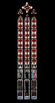 Detail of the Gothic window - bullseye pane - lattice window.
St Vitus cathedral, Prague, Czech republic, Europe.