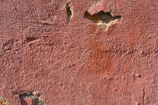 Red painted old brick wall 2
