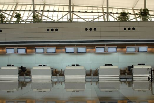 Modern checkpoint place at new Carrasco International Airport at Montevideo city Uruguay