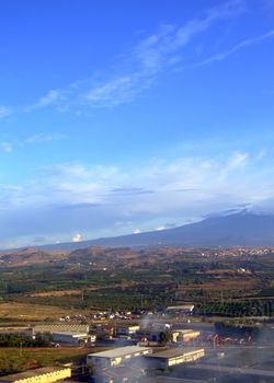 The Italian landscape below Mount Etna