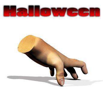 A disembodied hand for the Halloween holiday.
