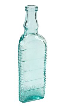 Green old bottle on the white background