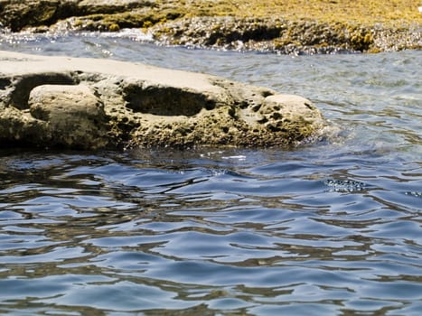 Rocks and boulders along the Mediterranean coastline in Malta