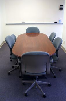 Meeting or conference table waiting for employees.                