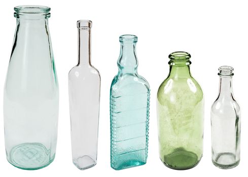 Five old bottles in order of size