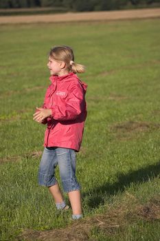 girl with kite in the open air