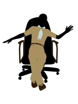 Boyscout sitting in a chair silhouette dressed in shorts on a white background