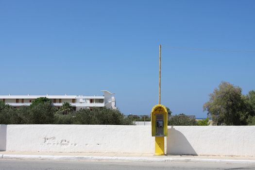 phone booth on the island of Crete in Greece.