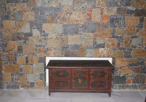 antique wooden chest in the interior of the hotel