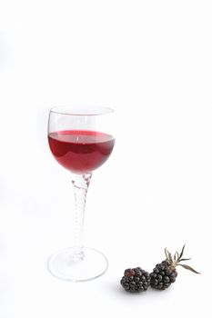 red liqueur on white background