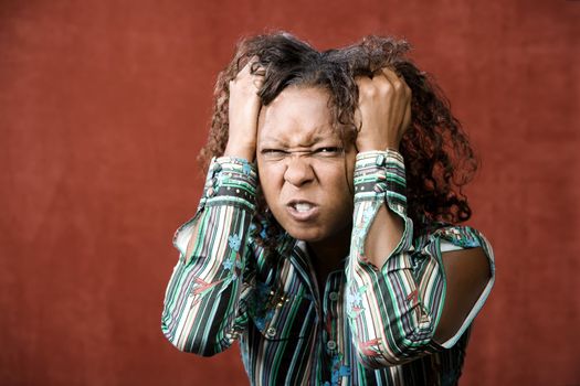 Close-Up Portrait of an Angry African-American Woman